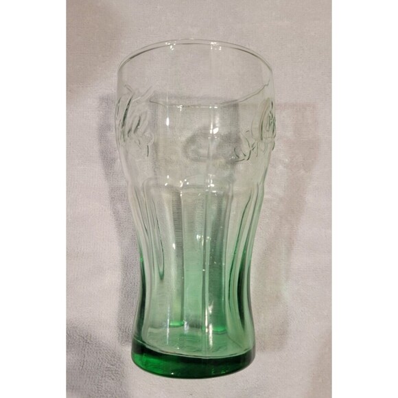 Vintage Classic Green Coca-Cola Glass - Contoured, Genuine Glass, 6" - Picture 4 of 8